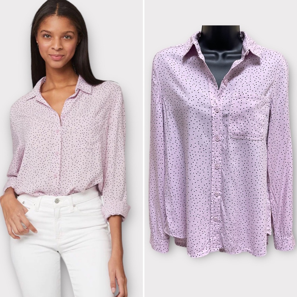 🛍️3/$15🛍️ BEACHLUNCHLOUNGE Alanna Button Down Ladies S/P Lilac Dots